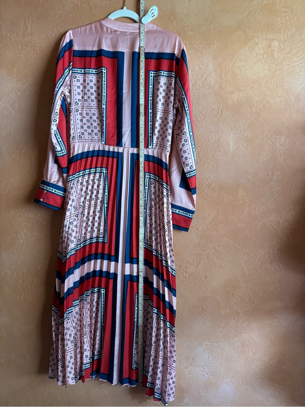 Scotch & Soda Thalia Scarf Print Pleated Midi Dress Pink Large - Picture 11 of 16